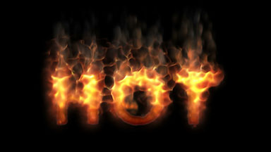 HOT text animation loop burning on fire