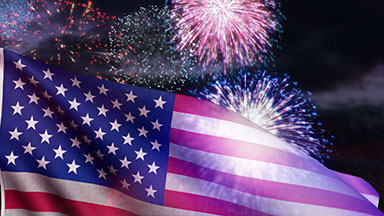 USA flag and fireworks loop