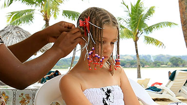 Braiding a girl's hair