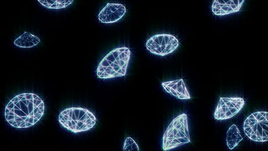 Wireframe diamonds falling. Loop section 15:00-30:00