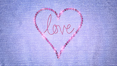Sequin love heart embroidery