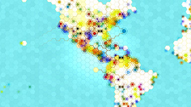 Hexagons world map network loop