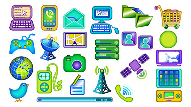 Set of 25 looping Communications icons