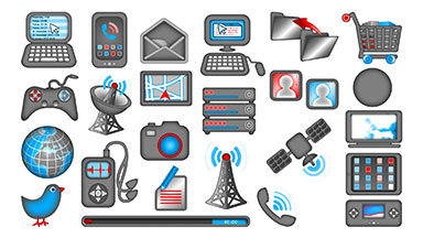 Set of 25 looping Communications icons
