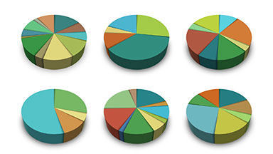 Set of 12 animated pie charts