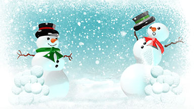Snowmen having snowball fight