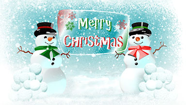 Snowmen having snowball fight - Merry Christmas version