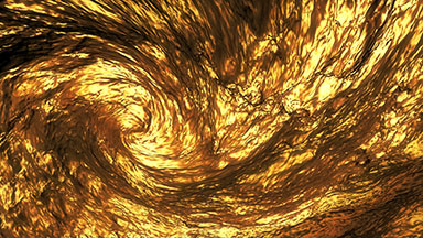 Liquid vortex loop animation, gold